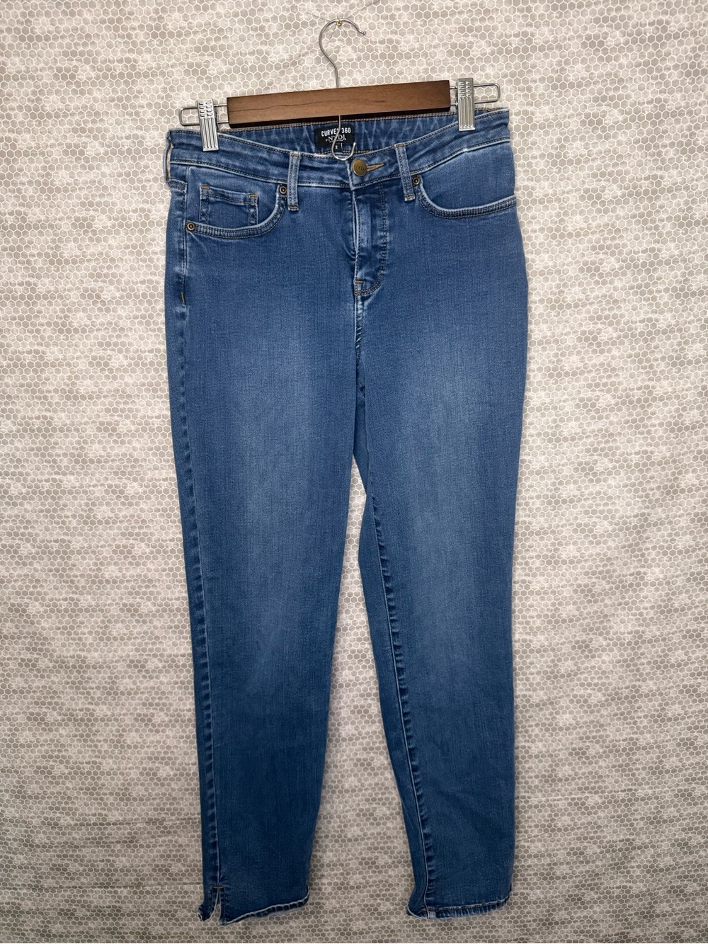 NYDJ Blue Women 2 Straight Leg Jeans Medium Wash Cotton Blend 5-Pocket Button